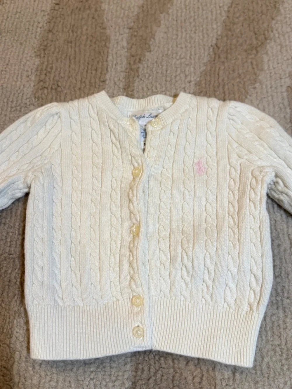 Ralph Lauren Baby Girls Mini Cable Knit Cardigan Warm White 6M